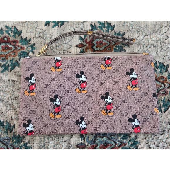 Classic Disney Mickey Mouse/Rosegold-Designer-Style Pouch/Wristlet/Makeup & more - Picture 1 of 4